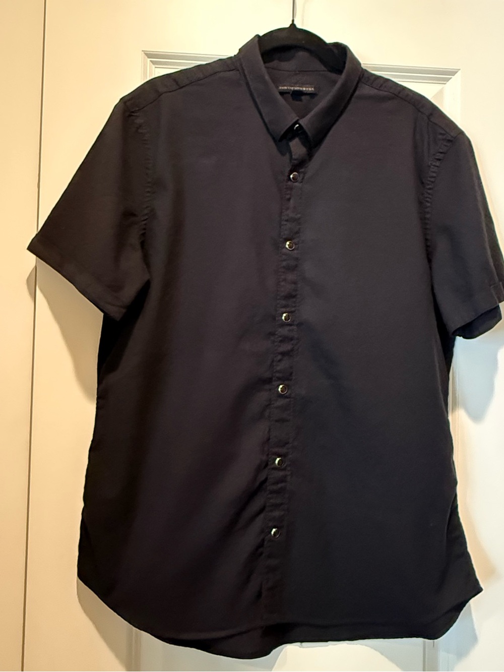 John Varvatos USA Pearl Snap Black Shirt Western Minimal Size Large